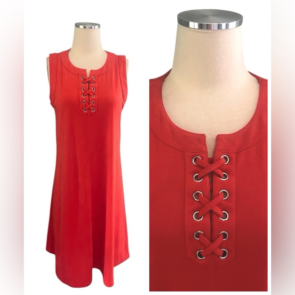 CB 1962 Vegan Suede Sleeveless Red/Rust Dress Sz 10